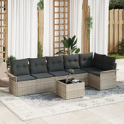 Loungeset poly rattan 7-delig lichtgrijs