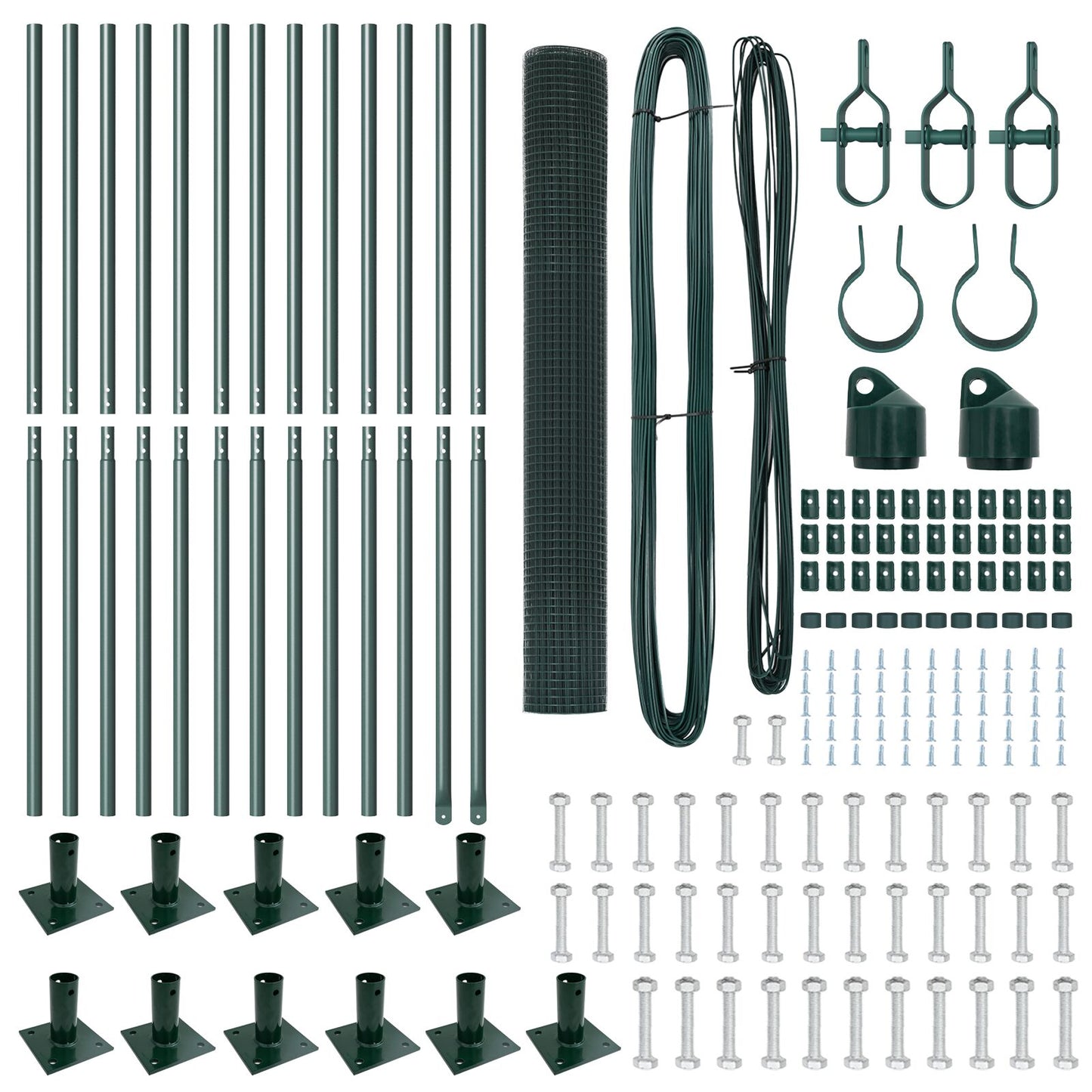 Hekpostset Set Van 2 Groen Staal, Pvc 25 X 1 M Duurzaam Gegalvaniseerd Staal