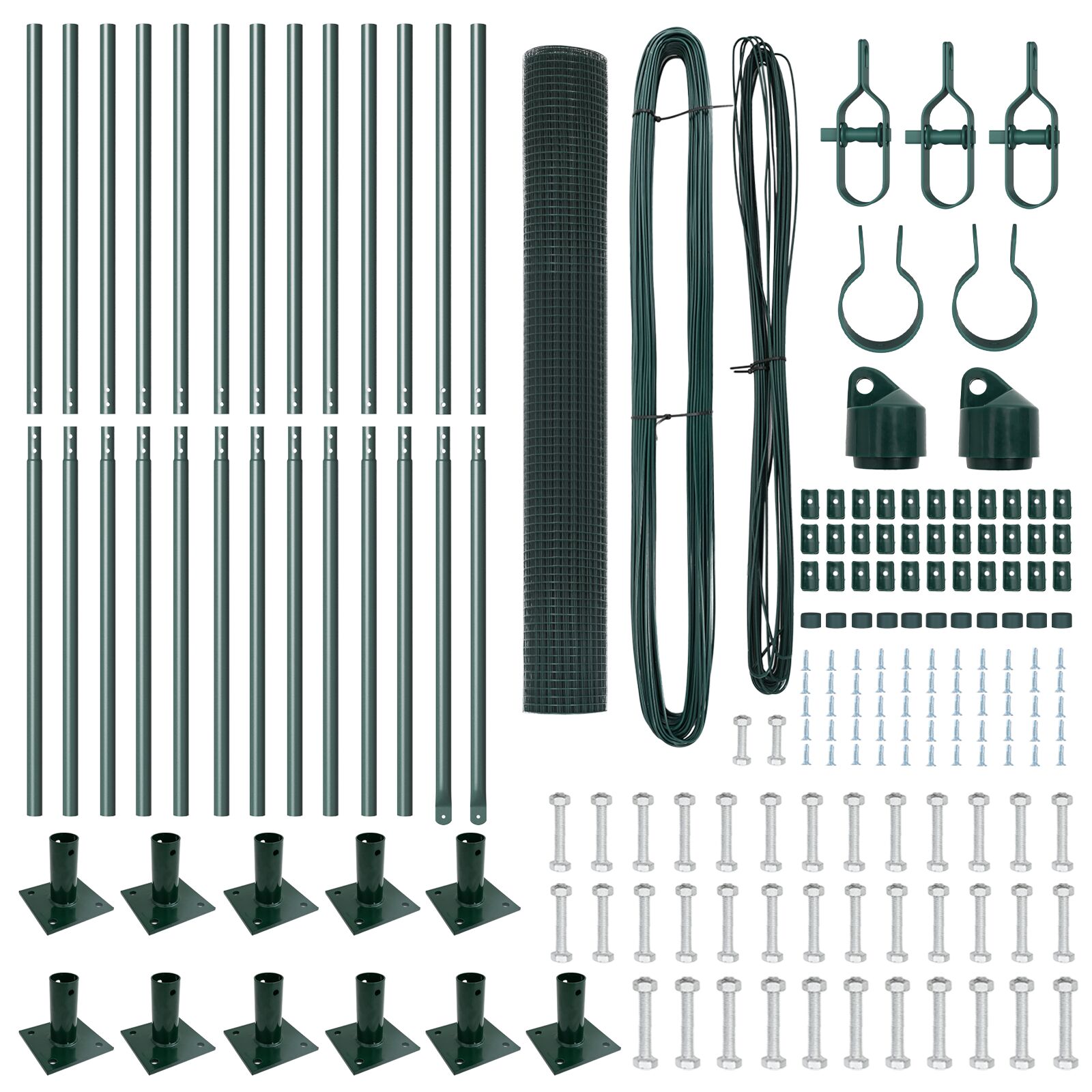 Hekpostset Set Van 2 Groen Staal, Pvc 25 X 1 M Duurzaam Gegalvaniseerd Staal