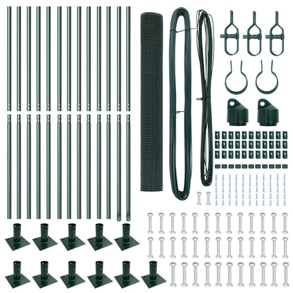Hekpostset Set Van 2 Groen Staal, Pvc 25 X 1 M Duurzaam Gegalvaniseerd Staal