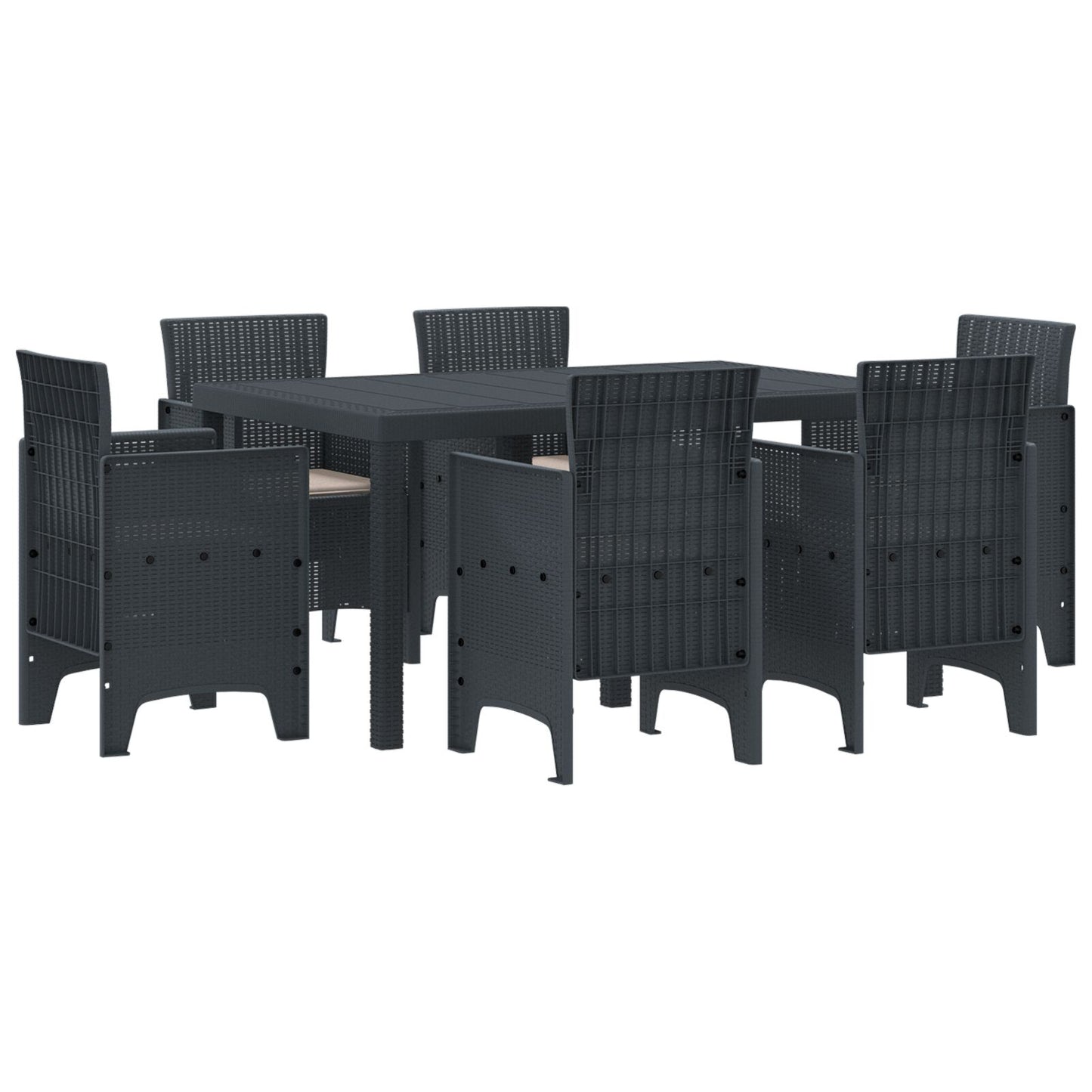 7 Delige Tuin Eetset Met Kussens Anthraciet Poly Rattan