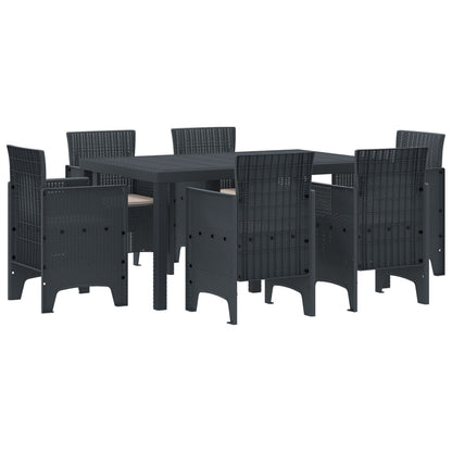 7 Delige Tuin Eetset Met Kussens Anthraciet Poly Rattan
