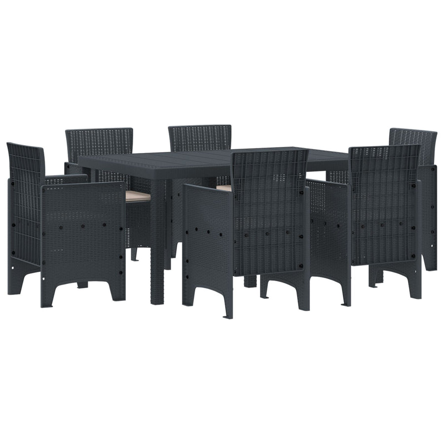 7 Delige Tuin Eetset Met Kussens Anthraciet Poly Rattan