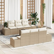 Tuinset polyrattan 7-delig beige