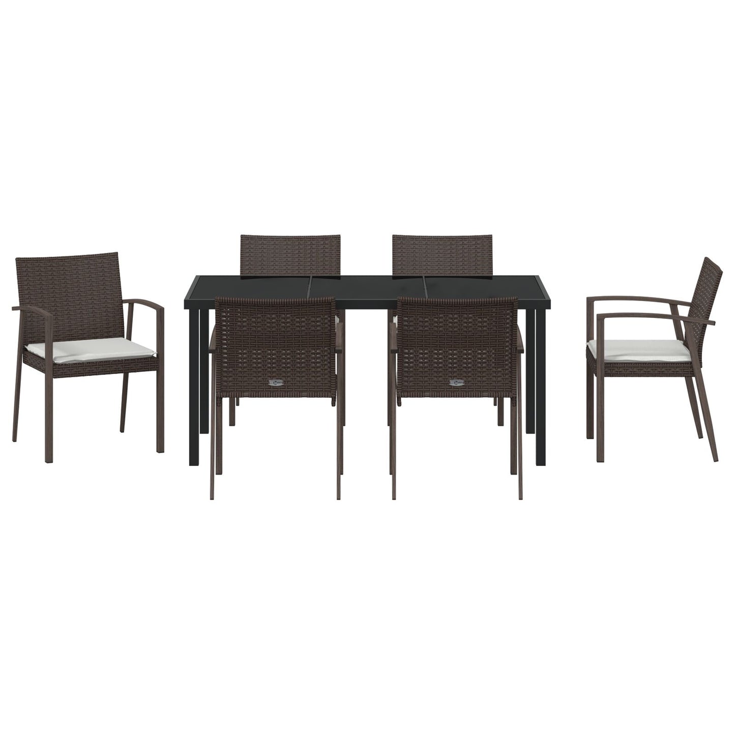 Set Van 4 Bruin Poly Rattan, Staal, Polyester, Schuim Standaard
