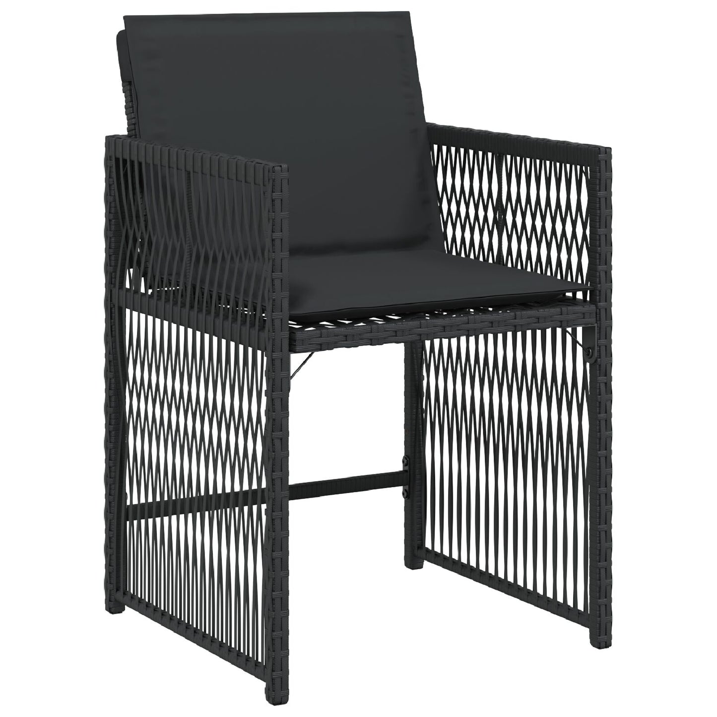 5-Delige Tuin Eetset Met Kussens Zwart Poly Rattan