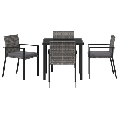 5-Delige Tuin Eetset Grijs Poly Rattan