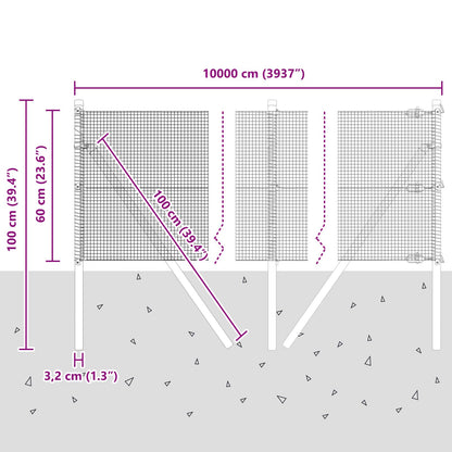 Gegalvaniseerd Draadhek Met 13 Posts 0.6X100 M Gegalvaniseerd Staal Gegalvaniseerd Staal