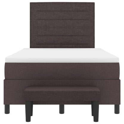 Boxspring Bed Met Matras & Bank Stof Donkerbruin 120 x 200 cm Lijnen ontwerp