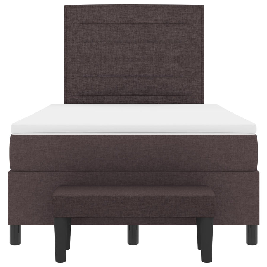 Boxspring Bed Met Matras & Bank Stof Donkerbruin 120 x 200 cm Lijnen ontwerp