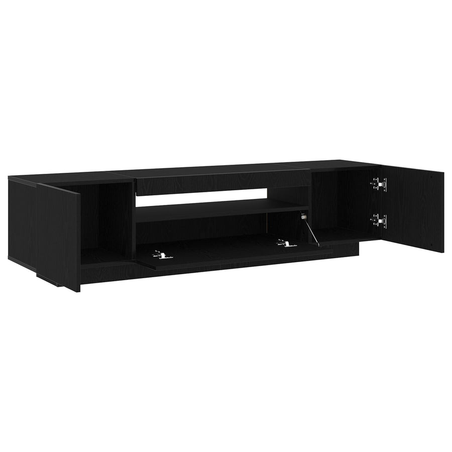 Tv-Meubel Met Led-Verlichting Zwart Eiken 160X35X40 Cm Samengesteld Hout