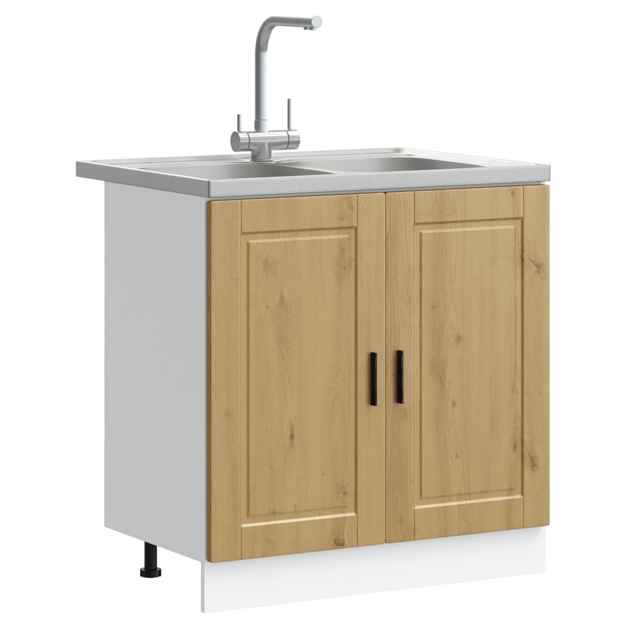 Onderkast Met Wastafel ""Porto"" Artisan Eiken 80X46X84,5 Cm Bewerkt Hout