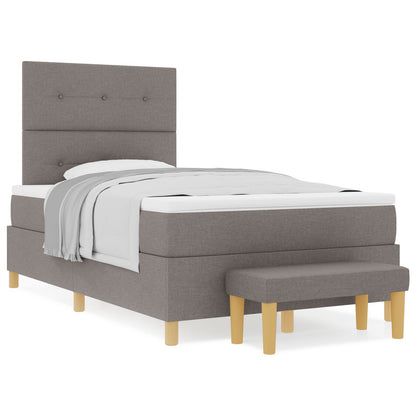 Boxspring Bed Met Matras & Bank Stof Taupe 120 x 200 cm Geknoopte knoopverdeling