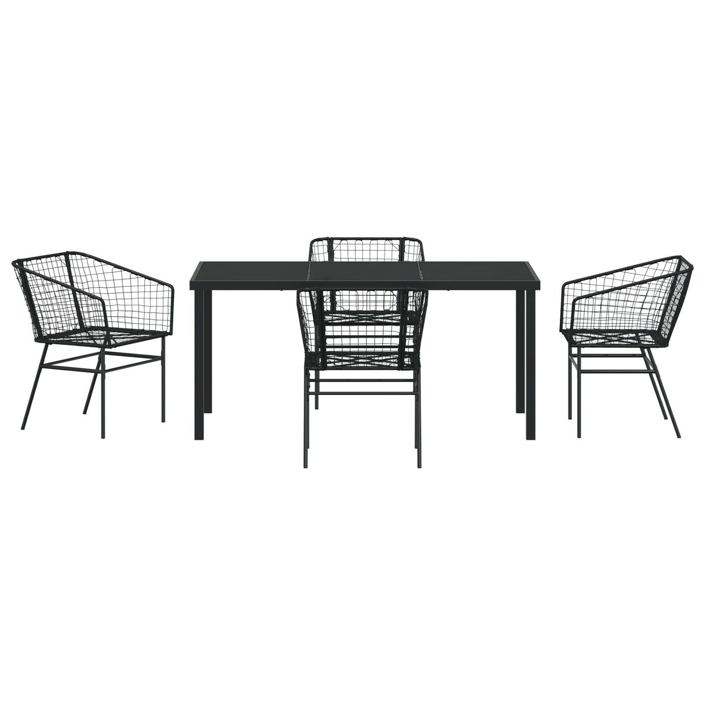 Set Van 3 Zwart Pe Rattan, Gepoedercoat Staal 2 Zitter Duurzaam
