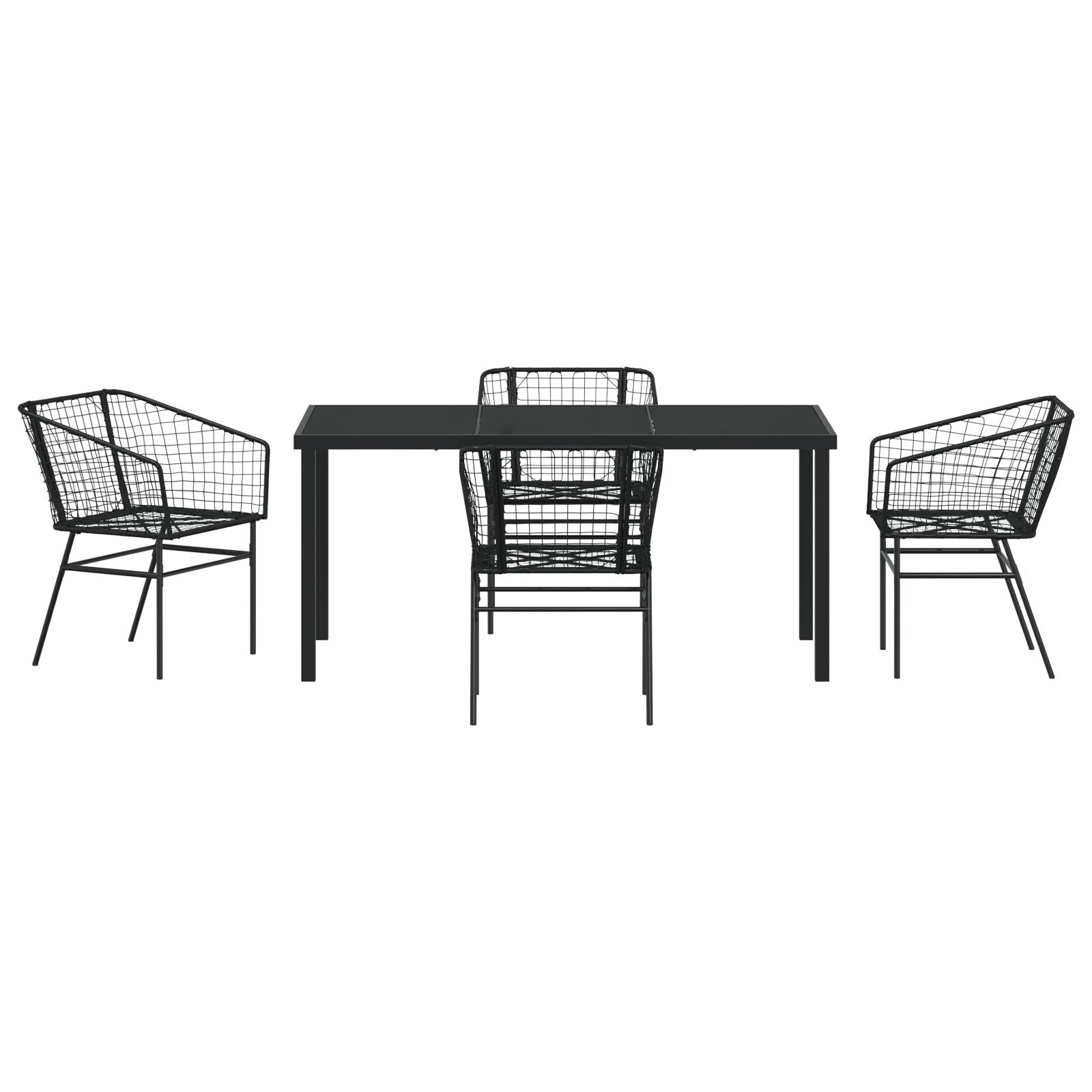 Set Van 3 Zwart Pe Rattan, Gepoedercoat Staal 2 Zitter Duurzaam