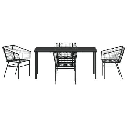 Set Van 3 Zwart Pe Rattan, Gepoedercoat Staal 2 Zitter Duurzaam