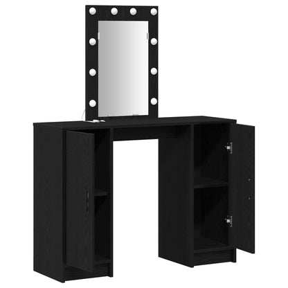 Kaptafel Met Led Verlichting 102X33X135 Cm Zwart eiken