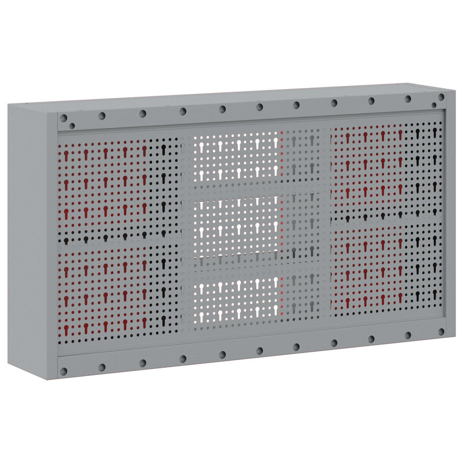 Gereedschapskast Wandbevestiging Met Pegboard 100X20X55 Cm Staal 100 cm Rood en Grijs Wandkast met pegboard