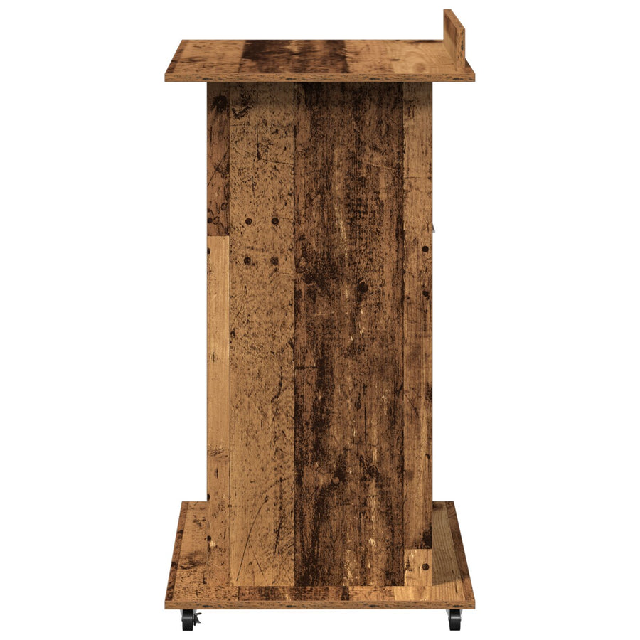 Leskantoor Podium Met Wielen Oud Hout Bewerkt Hout