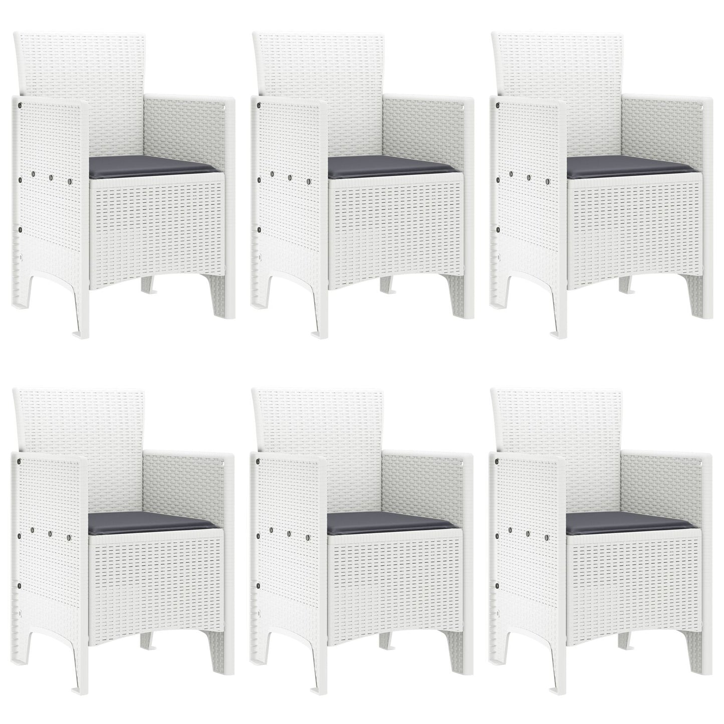 7-Delige Tuin Eetset Met Kussens Wit Poly Rattan