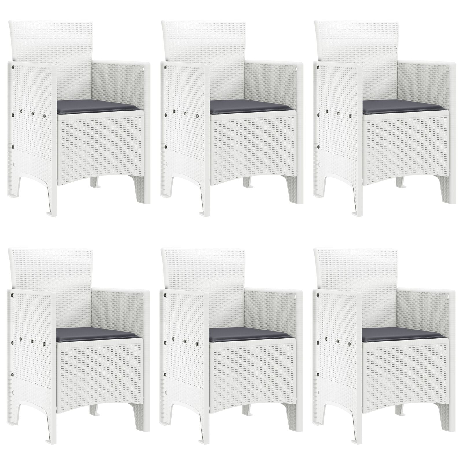 7-Delige Tuin Eetset Met Kussens Wit Poly Rattan