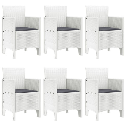 7-Delige Tuin Eetset Met Kussens Wit Poly Rattan