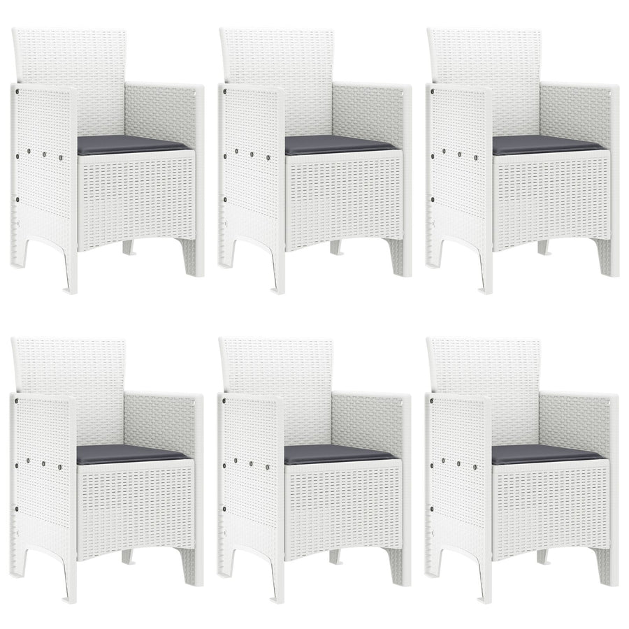 7-Delige Tuin Eetset Met Kussens Wit Poly Rattan