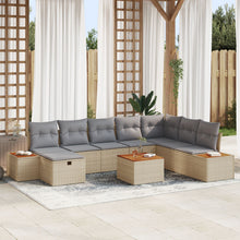 9 Stuks Tuin Sofa Set Met Kussens Beige Poly Rattan