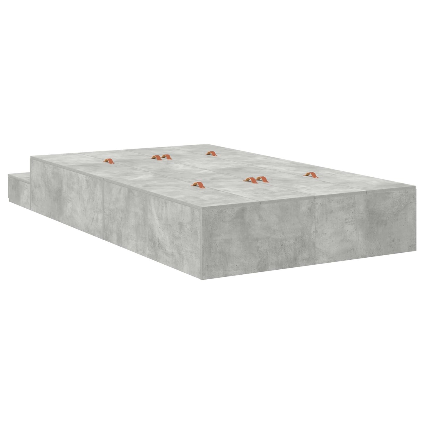 Opbergbedframe Beton Grijs 120X200 Cm Artisanaal Eiken
