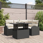 Loungeset 4 personen poly rotan zwart