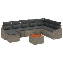 9-Delige Tuinbankset Met Kussens Grijs Poly Rattan Acacia