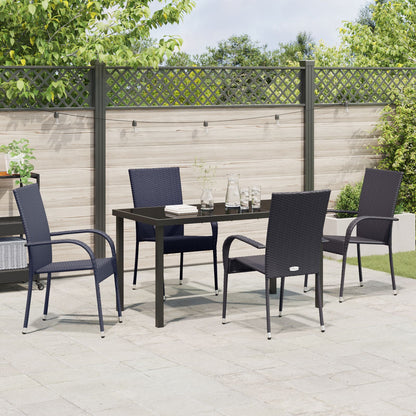 5-Delige Tuinset Zwart Poly Rattan