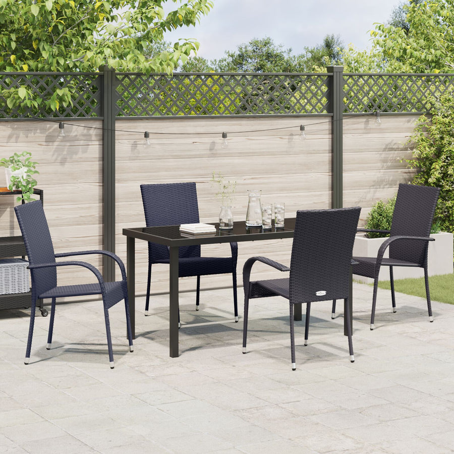 5-Delige Tuinset Zwart Poly Rattan