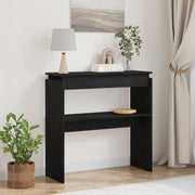 Wandtafel 80x30x80 cm massief eiken zwart