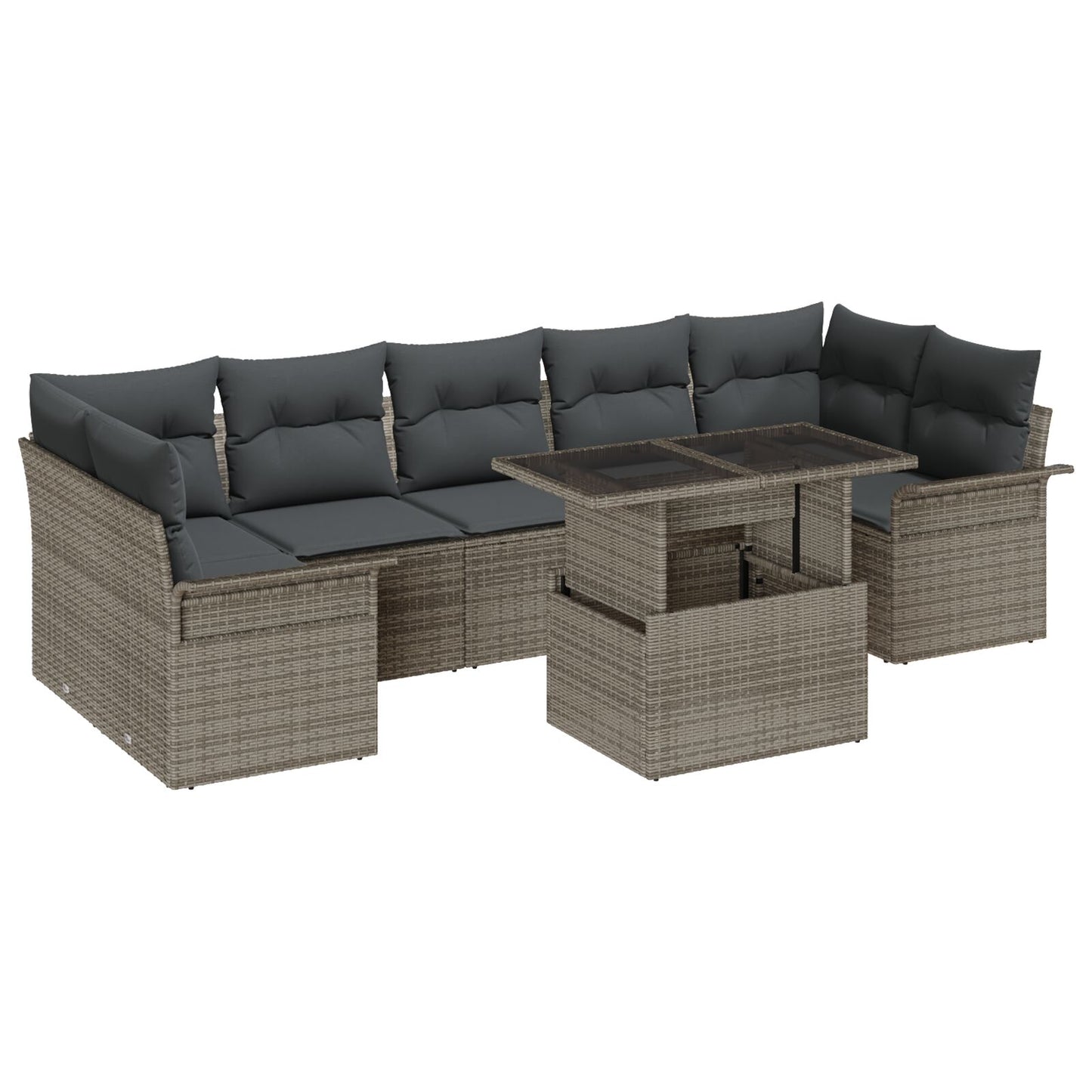8-Delige Tuin Sofa Set Met Kussens Grijs Poly Rattan