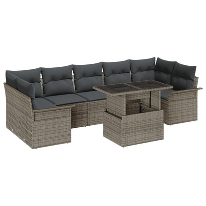 8-Delige Tuin Sofa Set Met Kussens Grijs Poly Rattan