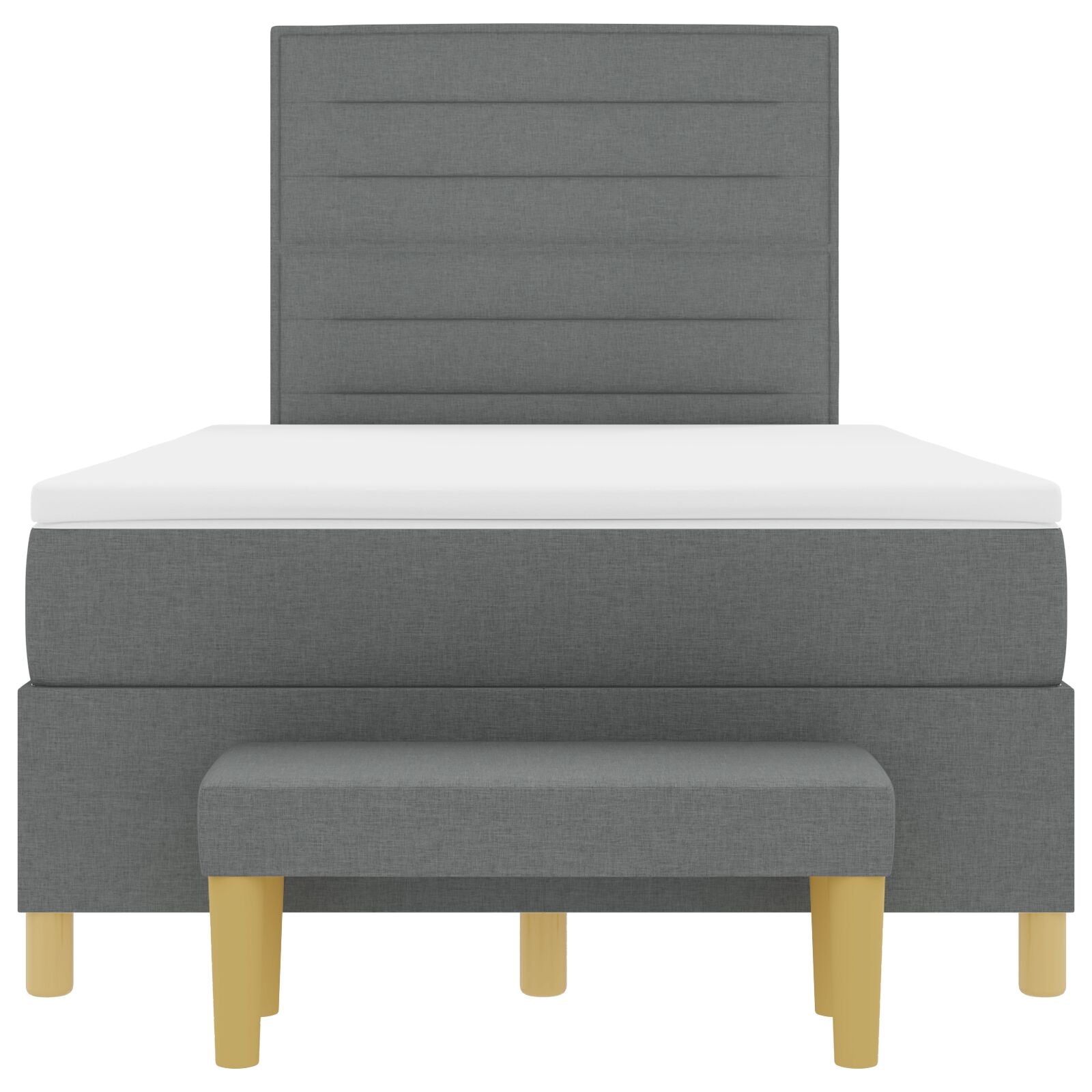Boxspring Bed Met Matras & Bank Donkergrijs 120X190 Cm Stof Blauw