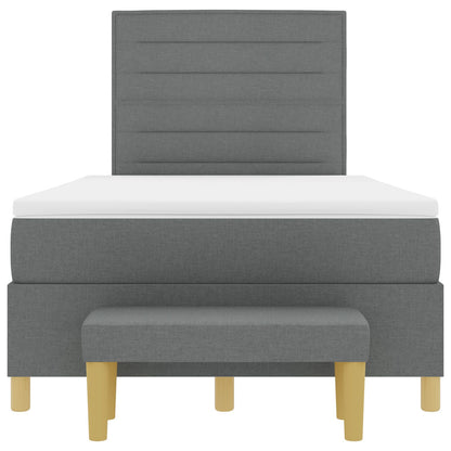 Boxspring Bed Met Matras & Bank Donkergrijs 120X190 Cm Stof Blauw