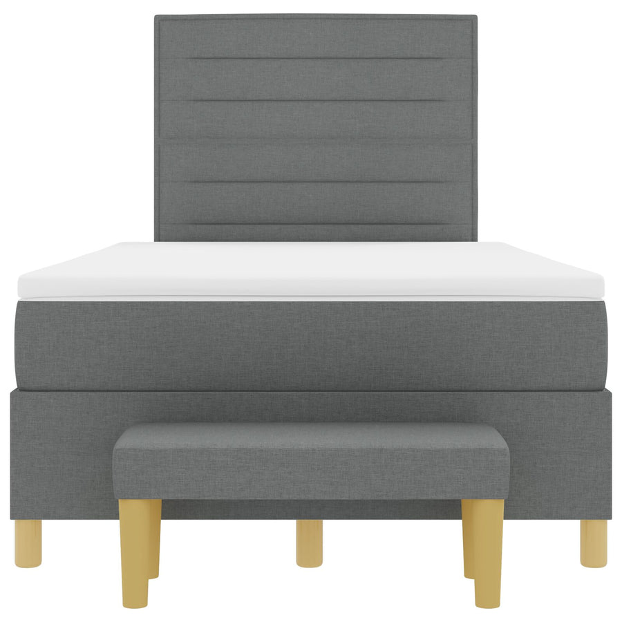 Boxspring Bed Met Matras & Bank Donkergrijs 120X190 Cm Stof Blauw
