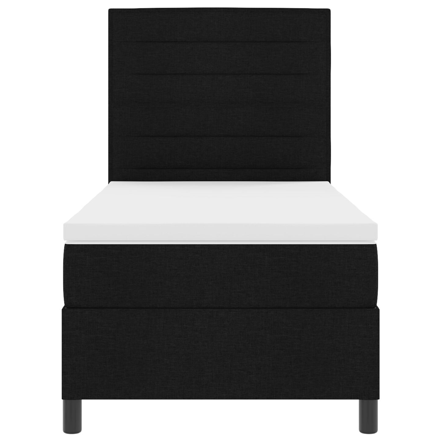 Boxspring Bed Met Matras Eenpersoons Stof Zwart 90 x 190 cm Lijnen ontwerp