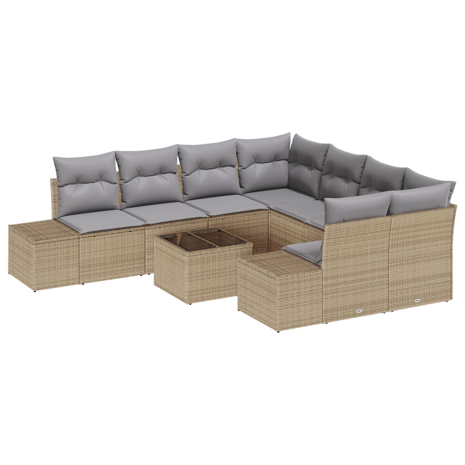 9 Persoons Tuin Sofa Set Met Kussens Beige Poly Rattan