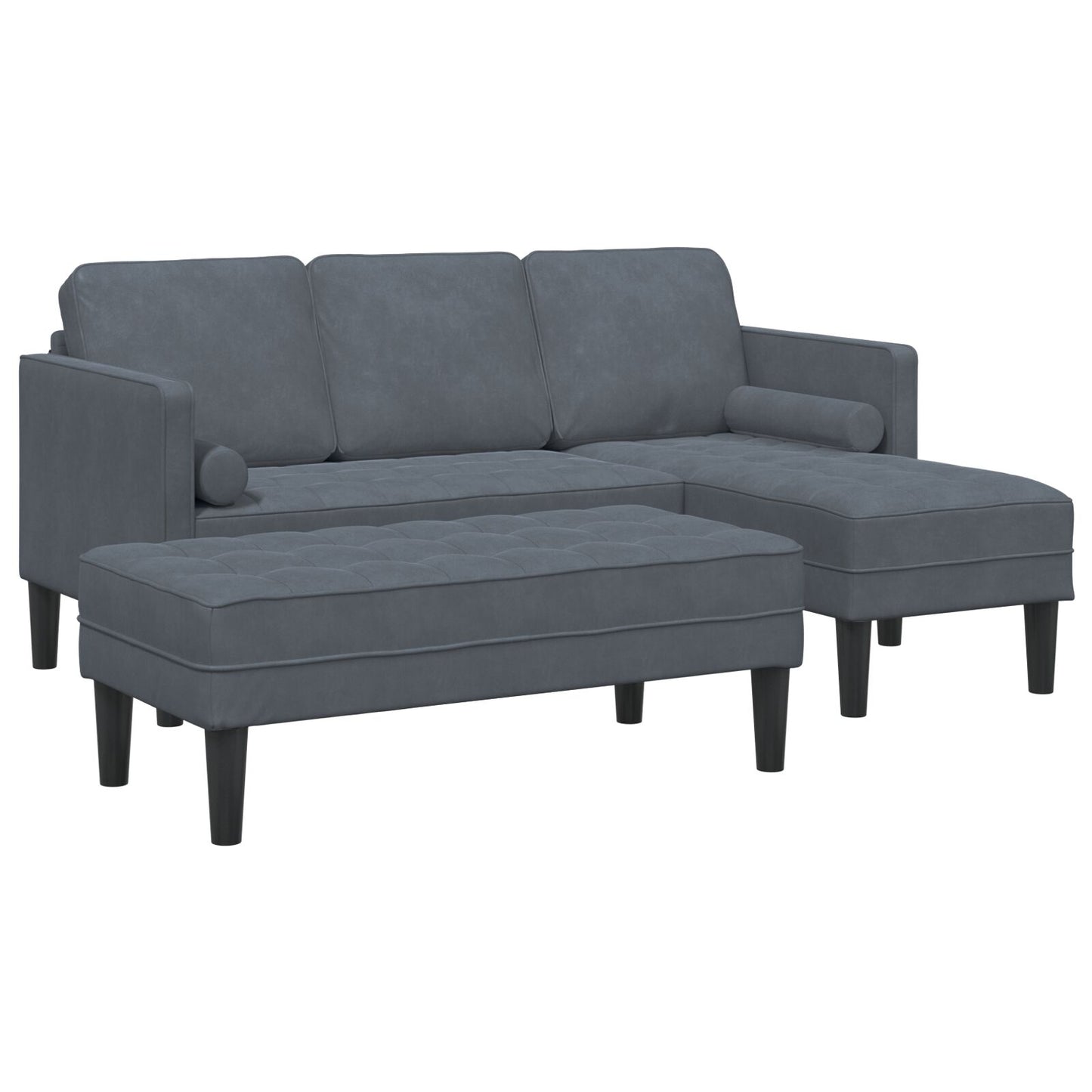 Tuinbank met Bank en Kussens L-vormig Donkergrijs Velvet, vidaXL 3-Zits Bank met Chaise L-vormig Donkergrijs 160 cm Velvet, vidaXL Bank Donkergrijs 113 cm Velvet