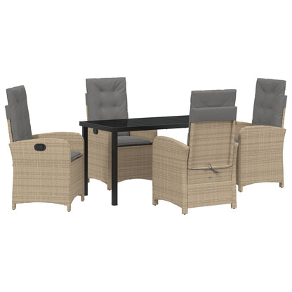5-Delige Tuinset Met Kussens Beige Poly Rattan