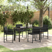 Tuinset polyrattan 4 stoelen tafel zwart