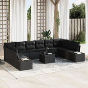 Tuinset poly rattan 11-delig zwart