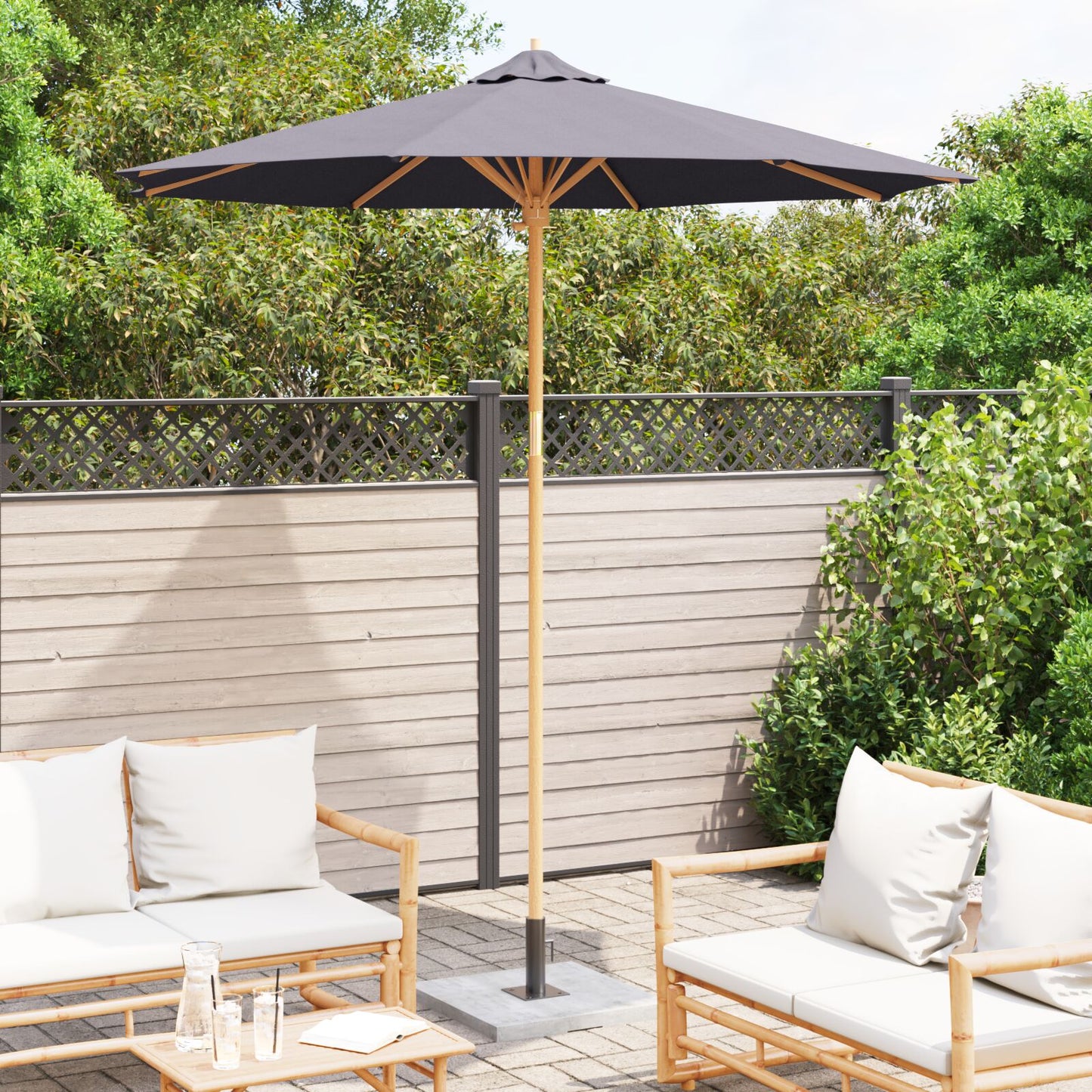 Tuinparasol 240X260 Cm Bamboe 240 x 240 x 260 cm Donkergrijs