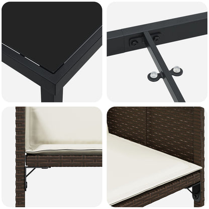 5-Delige Tuin Eetset Met Kussens Bruin Poly Rattan