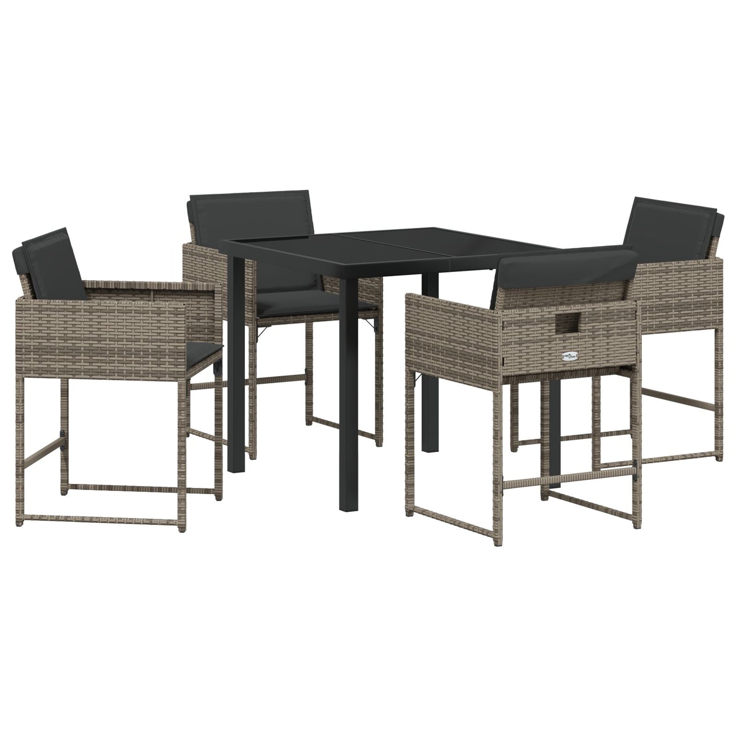 5-Delige Tuin Eettafel Set Met Kussens Grijze Poly Rattan