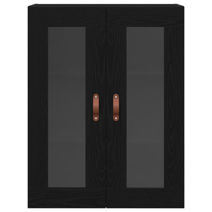 Wandkast Met Glazen Deuren Zwart Eiken 69,5X34X90 Cm