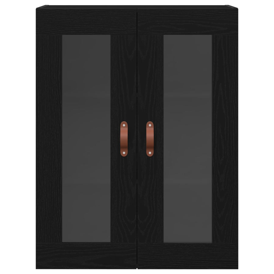 Wandkast Met Glazen Deuren Zwart Eiken 69,5X34X90 Cm
